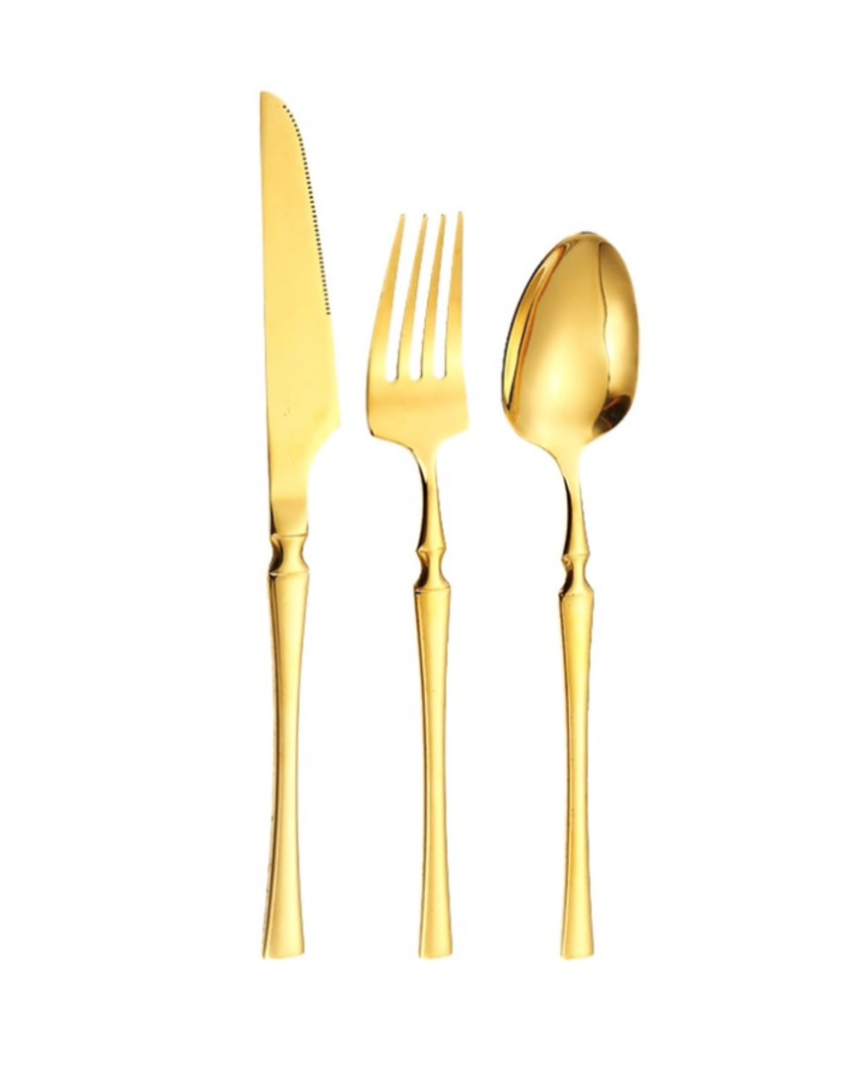 Flat Gold Cutlery Set