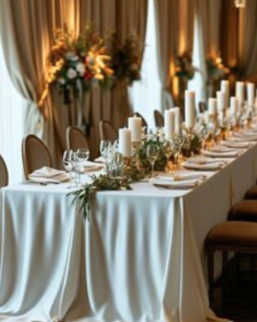 Off-white Floor Length Table Cloth